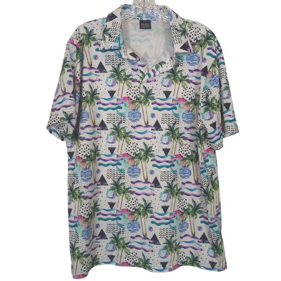 Golf Gods Polo multicolored Men's Polo Top Size L Tropical Abstract Modern Golf - Picture 1 of 13